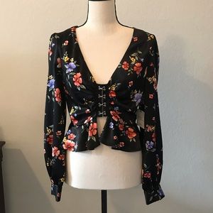 Floral crop top blouse